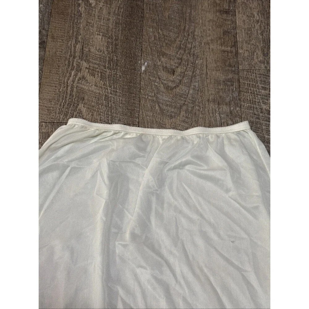 Vintage White Maxi Half Slip Skirt Pink Lace Ruffle Hem Coquette Flawed